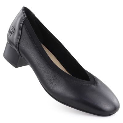 Schwarze Damen-Pumps aus Leder mit niedrigem Absatz, Rieker 43452-00