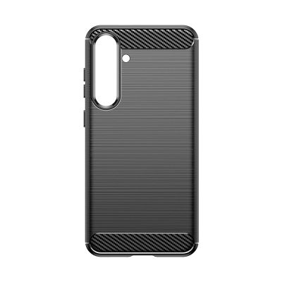6. Hülle für Carbon Case Samsung Galaxy S24+ flexible Silikon-Carbon-Hülle - Schwarz