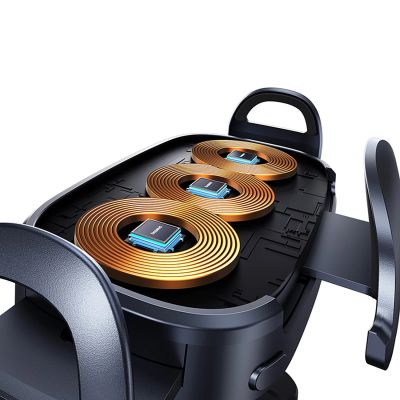 5. Baseus LightChaser BS-CM029 Autohalterung mit induktivem Dreifachspulen-Ladegerät – Schwarz