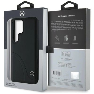 8. Mercedes Lederhülle Curved Stitches für Samsung Galaxy S25 Ultra - Schwarz