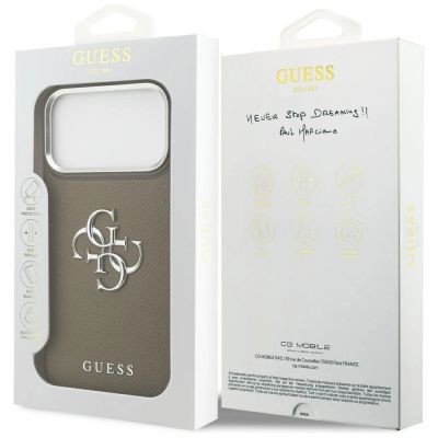 8. Guess Grained Big 4G Classic Logo Hülle für iPhone 17 Pro Max - Braun