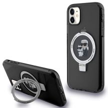 Karl Lagerfeld Ring Stand Karl&Choupette MagSafe Hülle für iPhone 11 / Xr – Schwarz
