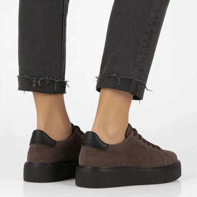 7. Damen-Plateau-Sneaker aus Leder, braun, Filippo DP6119