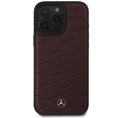 3. Mercedes MB Waves Lederhülle für iPhone 16 Pro Max – rot