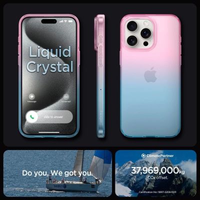 11. Spigen Liquid Crystal Hülle für iPhone 15 Pro – Rosa und Blau