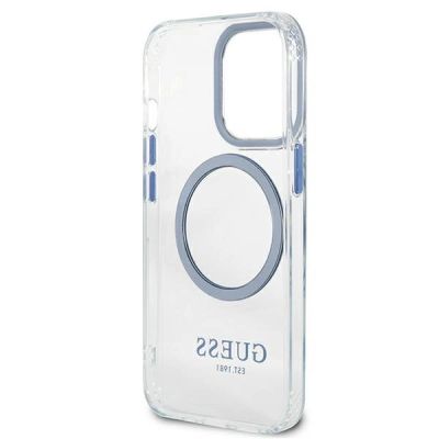 7. Guess Metal Outline MagSafe Hülle für iPhone 13 Pro / iPhone 13 - Blau
