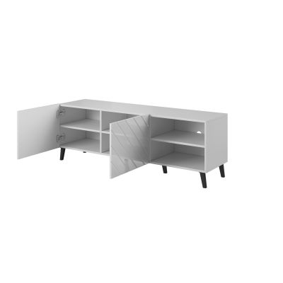 2. ABETO TV-Schrank 150x42x52 weiß/weiß glänzend