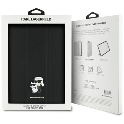 8. Karl Lagerfeld Saffiano Magnetische Karl & Choupette iPad Pro 11" 2024 Buchcover-Hülle - Schwarz
