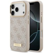 Guess 4G Logo Plate MagSafe Hülle für iPhone 18 Pro / 17 Pro – rosa