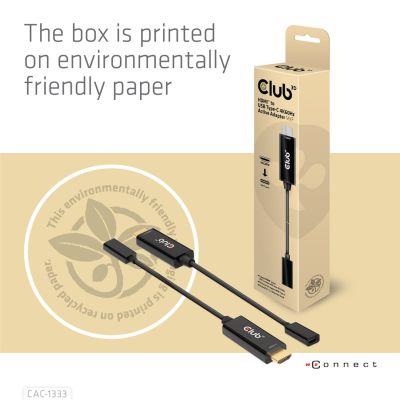 8. CLUB 3D CAC-1333 Kabeladapter 0,22 m HDMI Typ-A (Standard) USB Typ-C Schwarz