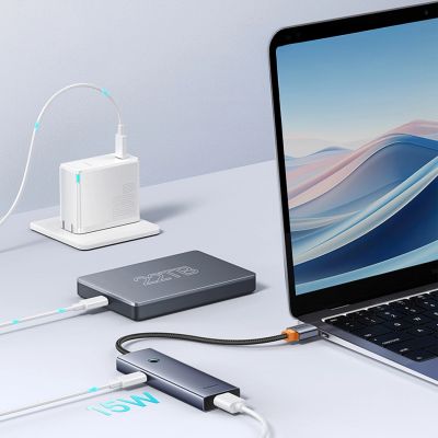 13. Baseus UltraJoy Series USB-A-Hub (4x USB-A 3.0, 1x USB-C 5V) – Grau