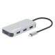 MANHATTAN 8-in-1 USB-C Dockingstation mit USB 3.2 Gen 1 Power Delivery, Typ-C Stecker auf HDMI Buchse, drei USB-A Anschlüssen, Gigabit RJ45 Anschluss, USB-C Power Delivery Anschluss, SD/MicroSD Kartenleser, Aluminium, Space Grau (13061)