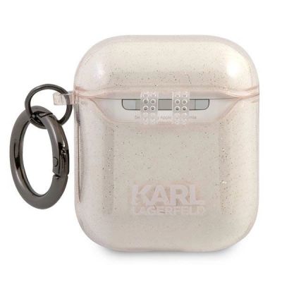2. Karl Lagerfeld Glitzer Karl's Head Case für AirPods 1/2 – Gold