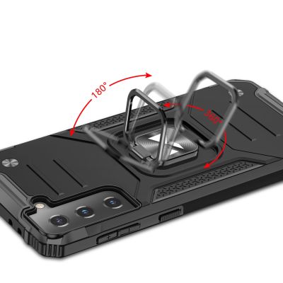 5. Wozinsky Ring Armor Tough Hybrid Case Cover + Magnethalterung für Samsung Galaxy S22 + (S22 Plus) Silber