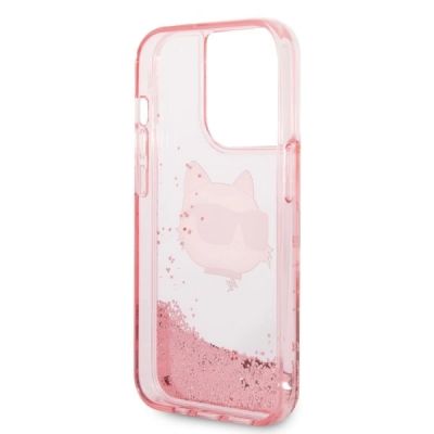 7. Karl Lagerfeld KLHCP14LLNCHCP iPhone 14 Pro 6.1" Pink/Pink Hardcase Glitter Choupette Head