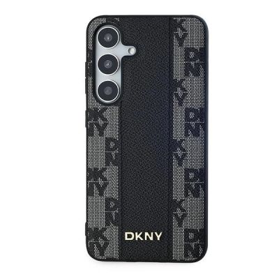 3. DKNY Leather Checkered Mono Pattern MagSafe-Hülle für Samsung Galaxy S24+ – Schwarz