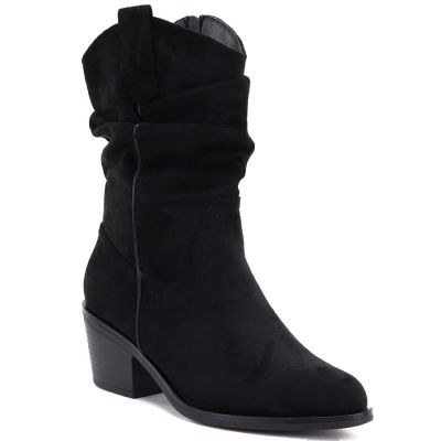 Damen-Ankle-Boots, Rüschen-Cowboystiefel, schwarz, Vinceza HX27-16536
