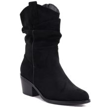 Damen-Ankle-Boots, Rüschen-Cowboystiefel, schwarz, Vinceza HX27-16536