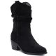 Damen-Ankle-Boots, Rüschen-Cowboystiefel, schwarz, Vinceza HX27-16536