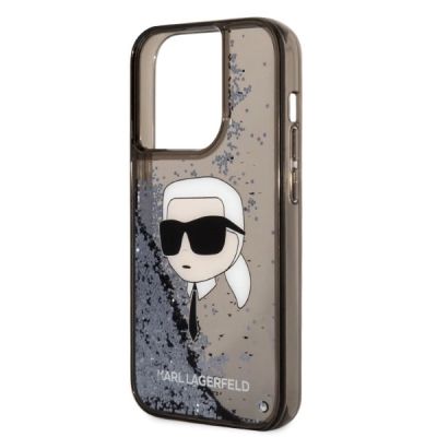 6. Karl Lagerfeld Glitzer Karl's Head Hülle für iPhone 14 Pro Max – Schwarz
