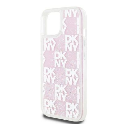 6. DKNY Liquid Glitter Multilogo Hülle für iPhone 15 / 14 / 13 – Rosa