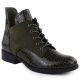 Damen-Ankle-Boots aus Lackleder, Krokodilgrün, Vinceza 26-16477