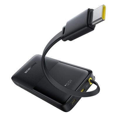 2. Baseus Bipow 2 10000mAh 20W Powerbank mit Digitalanzeige und integriertem USB-C-Kabel – Schwarz