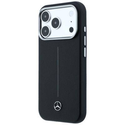2. Mercedes Leder-Halbhülle mit ikonischer Linie und MagSafe-Design für iPhone 17 Pro Max – Schwarz