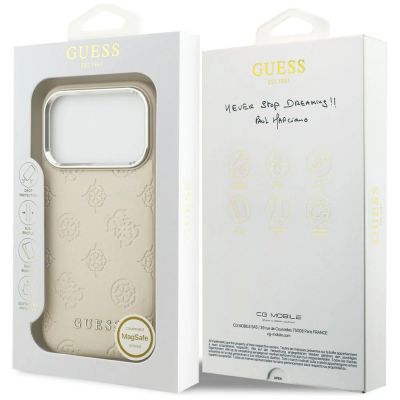 8. Guess Peony Hot Stamp Script MagSafe Hülle für iPhone 17 Pro - Beige