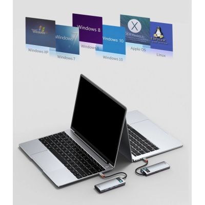 20. Baseus Metal Gleam Series 5-in-1 Multifunktions-HUB USB Typ C - USB Typ C Stromversorgung 100 W / HDMI 4K 30 Hz / 3x USB 3.2 Gen 1 (CAHUB-CX0G)