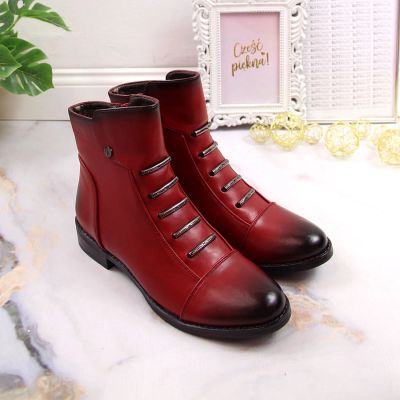 21. Jezzi W JEZ52G rote isolierte Stiefeletten mit Verzierungen