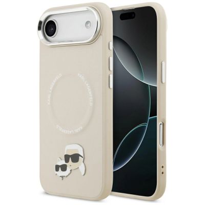 Karl Lagerfeld Karl & Choupette Pins MagSafe Case für iPhone Air – Beige