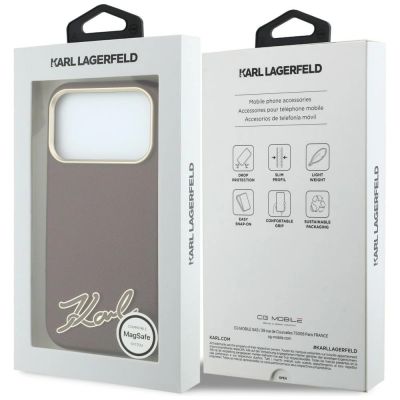 8. Karl Lagerfeld MagSafe-Hülle mit genarbtem Harz-Logo für iPhone 18 Pro / 17 Pro – Burgunderrot