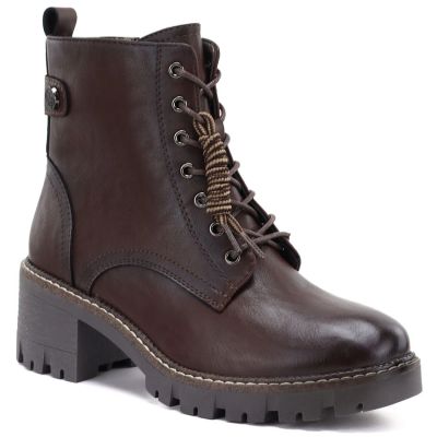 Braune Damen-Lederstiefeletten mit Blockabsatz M.Daszyński OL77-3