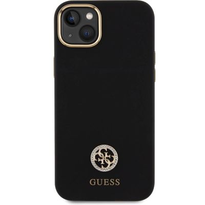 3. Guess Silicone Logo Strass 4G Case für iPhone 15 Plus / 14 Plus 6.7" - Schwarz