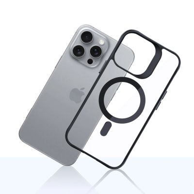 4. 3mk Satin Armor MagCase Hülle mit MagSafe für iPhone 16 Pro – transparent mit schwarzem Rahmen