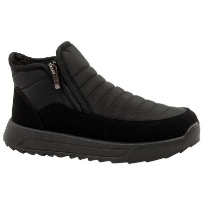 Progress Damen-Winterstiefel, schwarze gefütterte Schneestiefel mit Lammfellfutter