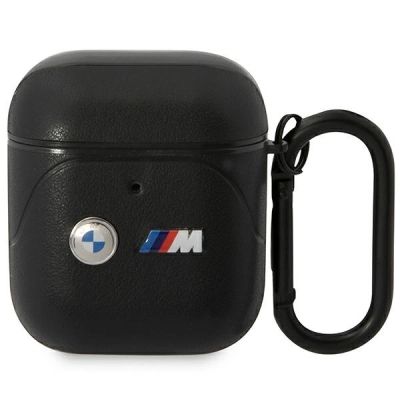BMW BMA222PVTK AirPods 1/2 Hülle schwarz/schwarz Leder Curved Line