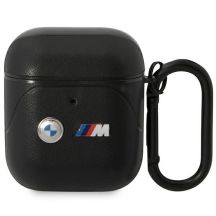 BMW BMA222PVTK AirPods 1/2 Hülle schwarz/schwarz Leder Curved Line