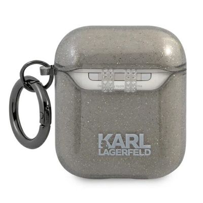 2. Karl Lagerfeld KLA2UCHGK AirPods 1/2 Hülle schwarz/schwarz Glitzer Choupette