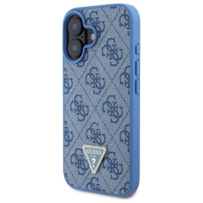 2. Guess Leder-Umhängetasche mit Metall-Logo und Strass für iPhone 16 – Blau