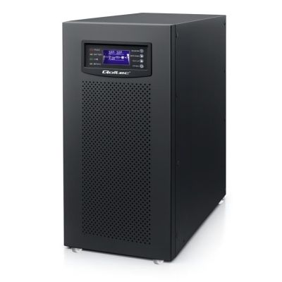 Qoltec Dreiphasige unterbrechungsfreie Stromversorgung (USV) | 10 kVA | LCD | EPO | USB | SNMP | Online | Hochfrequenz