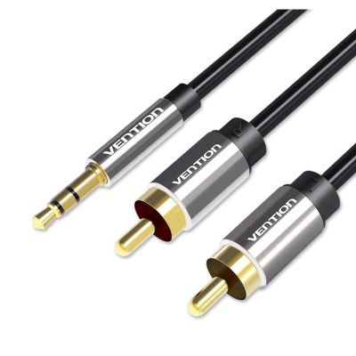3,5-mm-Klinkenstecker auf 2 Cinch-Stecker Audiokabel, 2 m, Schwarz