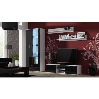 3. TV-Schrank SOHO 140 weiß/schwarz glänzend