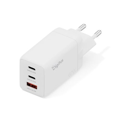 2. Digitus GaN II 67W Wandladegerät | 2x USB-C, 1x USB-A | PD 3.0, QC 3.0 | Weiß