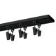 DOPPELTE DECKENSCHiene MIT GLEITERN UND KLAMMERN 400 CM AUS ALUMINIUM, SCHWARZ, KOWALSKI
