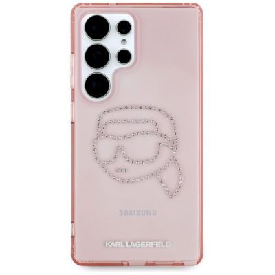 3. Karl Lagerfeld Rhinestones K. Head Logo Samsung Galaxy S25 Ultra Hülle, rosa