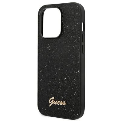 6. Guess Glitter Script Case für iPhone 14 Pro - Schwarz