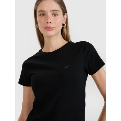 4. Schmal geschnittenes, einfarbiges Damen-T-Shirt 4F 4FWMM00TTSHF2673-20S