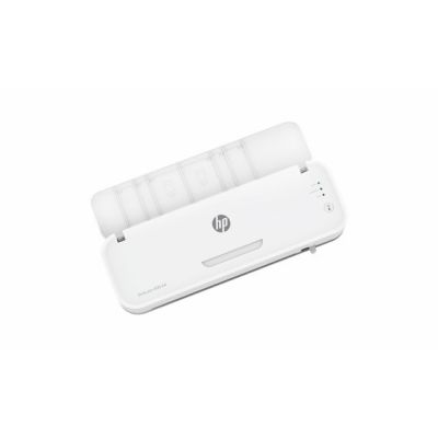 9. HP ONELAM 400 A3 Laminiergerät, Kalt-/Heißlaminierung, integrierter Trimmer, Eckenrunder, Geschwindigkeit 40 cm/min + 15 Laminierfolien: 3 x A4, 4 x A5, 4 x A6, 4 x B-Card, weiß
